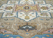 9x12 Beige, Tan, Ivory Color Hand Knotted Oushak Wool  Oriental Rug