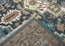 9x12 Blue, Ivory, Taupe Color Hand Knotted Oushak Wool  Oriental Rug