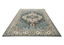 9x12 Blue, Ivory, Taupe Color Hand Knotted Oushak Wool  Oriental Rug