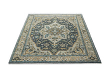 9x12 Blue, Gray, Beige Color Hand Knotted Oushak Wool  Oriental Rug