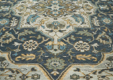 9x12 Blue, Gray, Beige Color Hand Knotted Oushak Wool  Oriental Rug