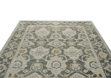 9x12 Gray, Ivory, Tan Color Hand Knotted Oushak Wool Transitional Oriental Rug