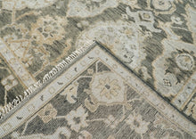 9x12 Gray, Ivory, Tan Color Hand Knotted Oushak Wool Transitional Oriental Rug
