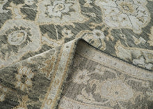9x12 Gray, Ivory, Tan Color Hand Knotted Oushak Wool Transitional Oriental Rug
