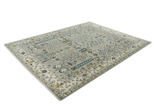 9x12 Gray, Beige, Blue Color Hand Knotted Oushak Wool Transitional Oriental Rug