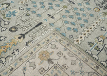 9x12 Gray, Beige, Blue Color Hand Knotted Oushak Wool Transitional Oriental Rug