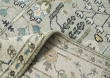 9x12 Gray, Beige, Blue Color Hand Knotted Oushak Wool Transitional Oriental Rug