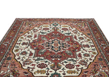 9x12 Ivory, Rose, Rust Color Hand Knotted Oushak Wool  Oriental Rug