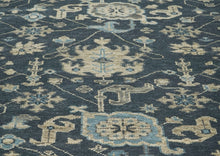 9x12 Blue, Beige, Gray Color Hand Knotted Oushak Wool Transitional Oriental Rug