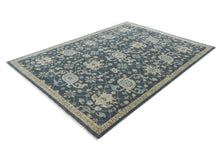 9x12 Blue, Beige, Gray Color Hand Knotted Oushak Wool Transitional Oriental Rug