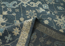 9x12 Blue, Beige, Gray Color Hand Knotted Oushak Wool Transitional Oriental Rug