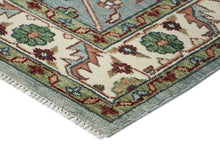9x12 Blue, Ivory, Sage Color Hand Knotted Oushak Wool Transitional Oriental Rug