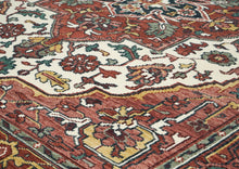 9x12 Ivory, Rust, Rose Color Hand Knotted Oushak Wool  Oriental Rug