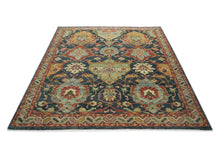 9x12 Blue, Sage, Gold Color Hand Knotted Oushak Wool Arts and Crafts Oriental Rug