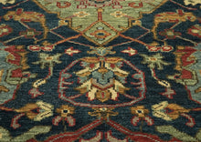 9x12 Blue, Sage, Gold Color Hand Knotted Oushak Wool Arts and Crafts Oriental Rug