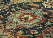 9x12 Blue, Sage, Gold Color Hand Knotted Oushak Wool Arts and Crafts Oriental Rug