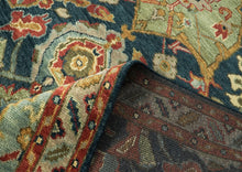 9x12 Blue, Sage, Gold Color Hand Knotted Oushak Wool Arts and Crafts Oriental Rug