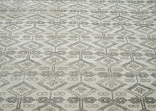 9x12 Gray, Beige, Multi Color Hand Knotted Oushak Wool Transitional Oriental Rug