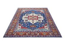 9x12 Navy, Burnt Orange, Ivory Color Hand Knotted Oushak Wool  Oriental Rug