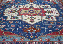 9x12 Navy, Burnt Orange, Ivory Color Hand Knotted Oushak Wool  Oriental Rug