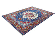 9x12 Navy, Burnt Orange, Ivory Color Hand Knotted Oushak Wool  Oriental Rug