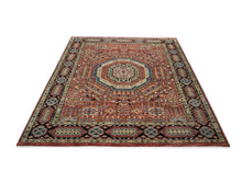9x12 Rust, Sage, Blue Color Hand Knotted Oushak Wool Traditional Oriental Rug