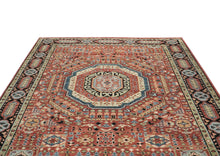 9x12 Rust, Sage, Blue Color Hand Knotted Oushak Wool Traditional Oriental Rug