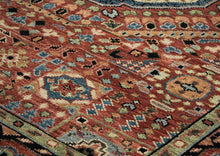 9x12 Rust, Sage, Blue Color Hand Knotted Oushak Wool Traditional Oriental Rug