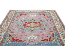 9x12 Pink, Celadon, Blue Color Hand Knotted Oushak Wool  Oriental Rug