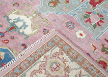 9x12 Pink, Celadon, Blue Color Hand Knotted Oushak Wool  Oriental Rug