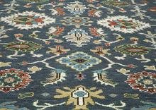 9x12 Blue, Ivory, Green Color Hand Knotted Oushak Wool Arts and Crafts Oriental Rug