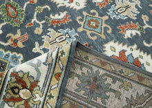 9x12 Blue, Ivory, Green Color Hand Knotted Oushak Wool Arts and Crafts Oriental Rug