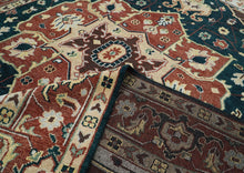10x14 Green, Rust, Beige Color Hand Knotted Oushak Wool  Oriental Rug