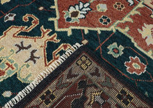 10x14 Green, Rust, Beige Color Hand Knotted Oushak Wool  Oriental Rug