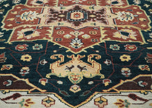 10x14 Green, Rust, Beige Color Hand Knotted Oushak Wool  Oriental Rug