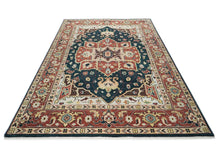 10x14 Green, Rust, Beige Color Hand Knotted Oushak Wool  Oriental Rug