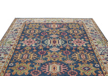 8x10 Navy, Gray, Biege Color Hand Knotted Oushak Wool Arts & Crafts Oriental Rug