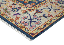 8x10 Navy, Gray, Biege Color Hand Knotted Oushak Wool Arts & Crafts Oriental Rug