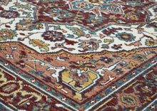 8x10 Ivory, Maroon, Blush Color Hand Knotted Oushak Wool Traditional Oriental Rug