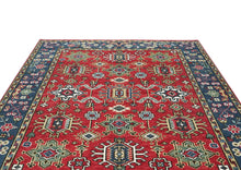 8x10 Red, Navy, Gold Color Hand Knotted Oushak Wool Arts & Crafts Oriental Rug