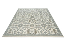 8x10 Ivory, Gray, Beige Color Hand Knotted Oushak Wool Transitional Oriental Rug