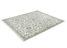 8x10 Ivory, Gray, Beige Color Hand Knotted Oushak Wool Transitional Oriental Rug