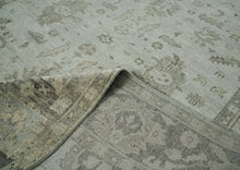 10x14 Gray, Moss, Multi Color Hand Knotted Oushak Wool Transitional Oriental Rug