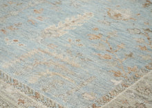 8x10 Blue, Beige, Taupe Color Hand Knotted Oushak Wool Transitional Oriental Rug