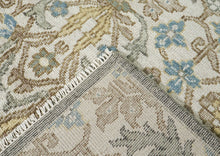 8x10 Beige, Blue, Gray Color Hand Knotted Oushak Wool Transitional Oriental Rug