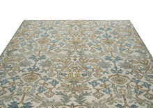 8x10 Beige, Blue, Gray Color Hand Knotted Oushak Wool Transitional Oriental Rug