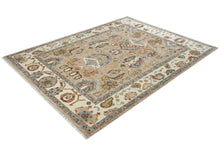 8x10 Mocha, Ivory, Gray Color Hand Knotted Oushak Wool Arts & Crafts Oriental Rug
