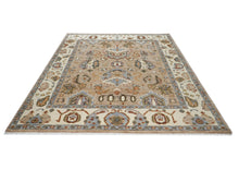 8x10 Mocha, Ivory, Gray Color Hand Knotted Oushak Wool Arts & Crafts Oriental Rug