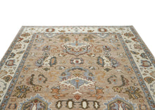 8x10 Mocha, Ivory, Gray Color Hand Knotted Oushak Wool Arts & Crafts Oriental Rug