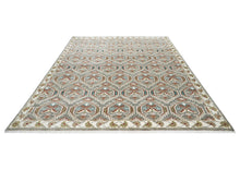 8x10 Gray, Ivory, Rust Color Hand Knotted Oushak Wool Transitional Oriental Rug